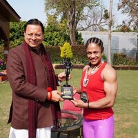 Uttarakhand CM Pushkar Singh Dhami honours international bodybuilder Pratibha Thapliyal