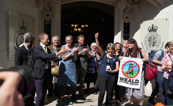 Members of the Weald Action Group celebrate outside the Supreme Court | Credit: Friends of the Earth