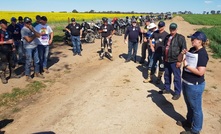  A group of motorcycle enthusiasts recently took part in a crop trial inspection tour in WA. Image courtesy Adama.