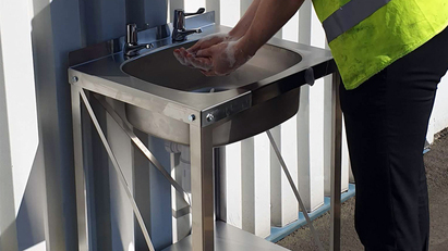 Emergency hand wash unit made for merchant sector