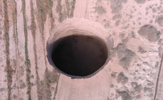 The sinkhole near Lundin's Alcaparrossa mine in Chile