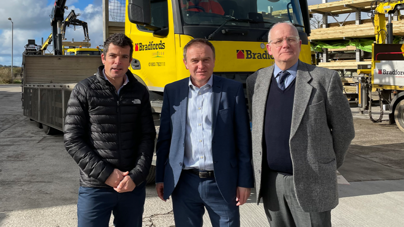 Giles Bradford (Bradfords’ Head of Sustainability), George Eustice MP and Brett Amphlett (BMF Head of Policy)