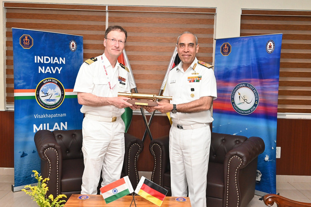 Indian Navy's Deputy Chief VAdm Tarun Sobti holds bilateral interaction with German fleet Commander VAdm Axel Deertz