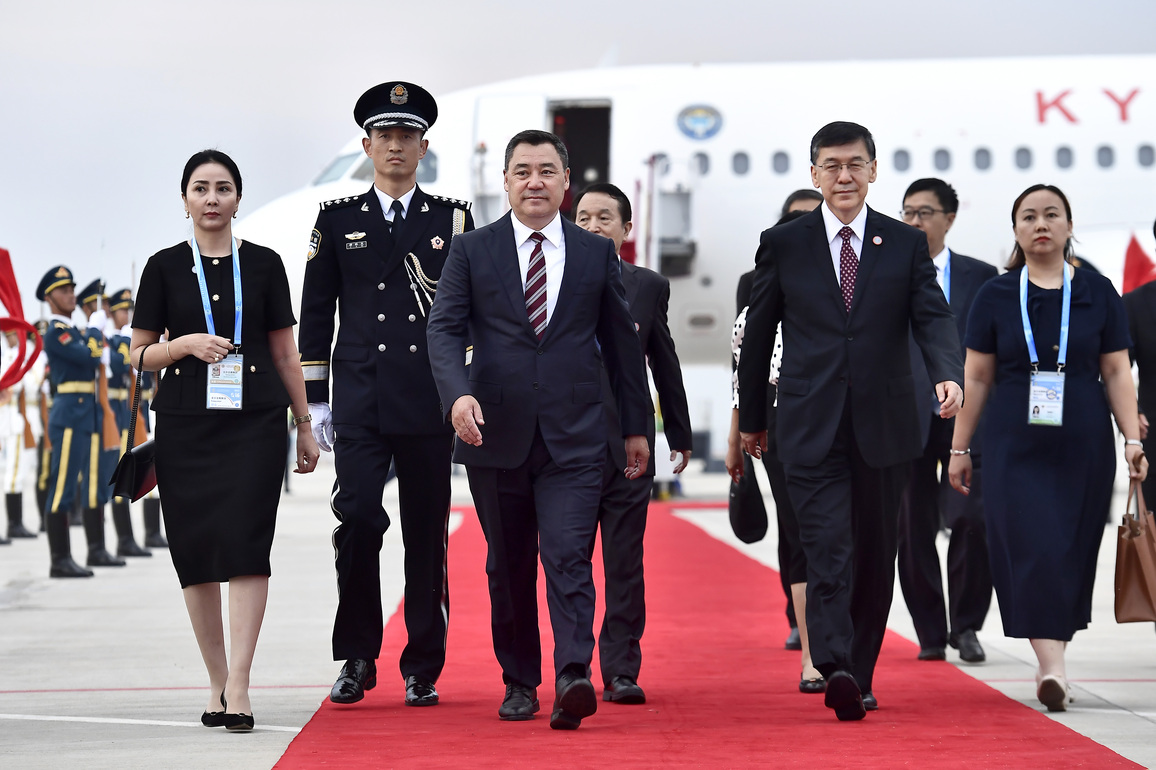 (SCO Tianjin Summit) CHINA-TIANJIN-KYRGYZ PRESIDENT-ARRIVAL (CN)