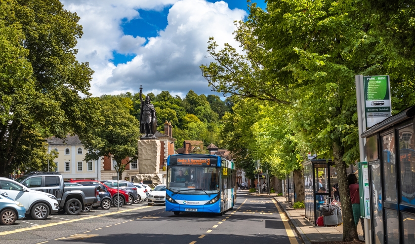 A bus in Winchester, Hampshire