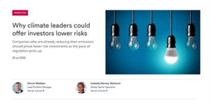 Climate leaders offer lower risks