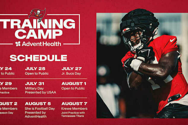 Bucs' 2025 Training Camp to Feature Nine Open Practices for Fans