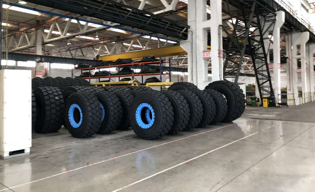 Mining tires at the factory in Romania once operated by Euro Tires Manufacturing