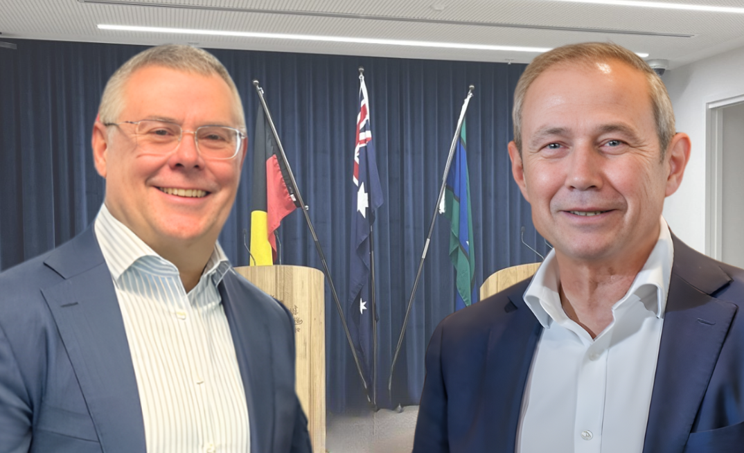 Murray Watt and Roger Cook held a press conference in Perth today (composite image)