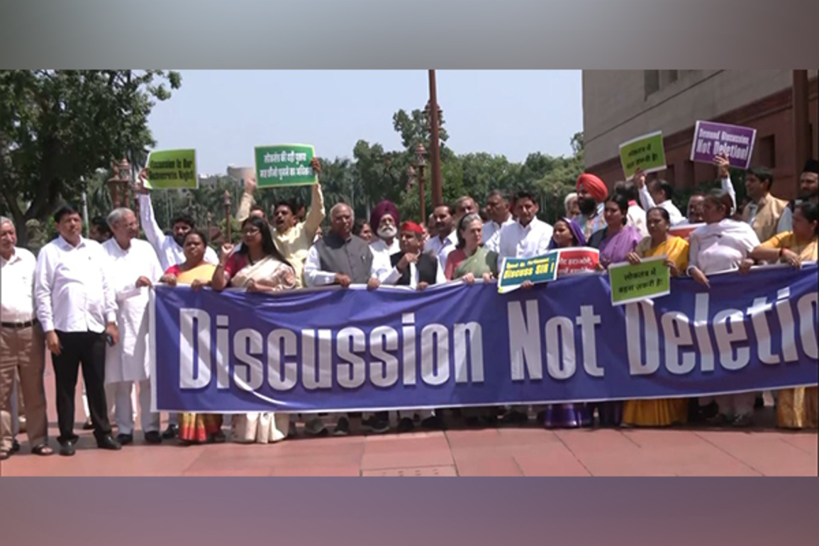 INDIA Bloc continues protest in Parliament against voter list revision in Bihar