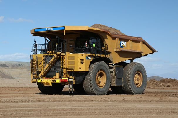 One of the battery-electric Caterpillar 793s that BHP will trial. 