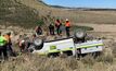 The light vehicle carrying four people overturned after going over the edge of a contour drain atop a rehabilitated slope.