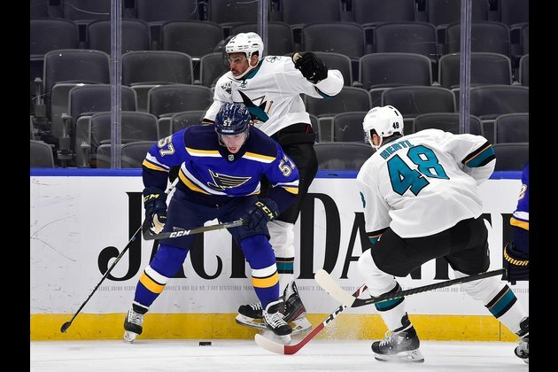 Sharks slip past Blues in shootout