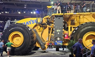 Komatsu's stand at MINExpo. Photo: Beth McLoughlin