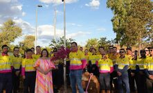 Gina Rinehart with some Roy Hill employees.