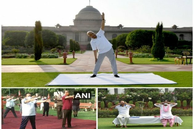 President, Union Ministers perform yoga on 7th Yoga Day