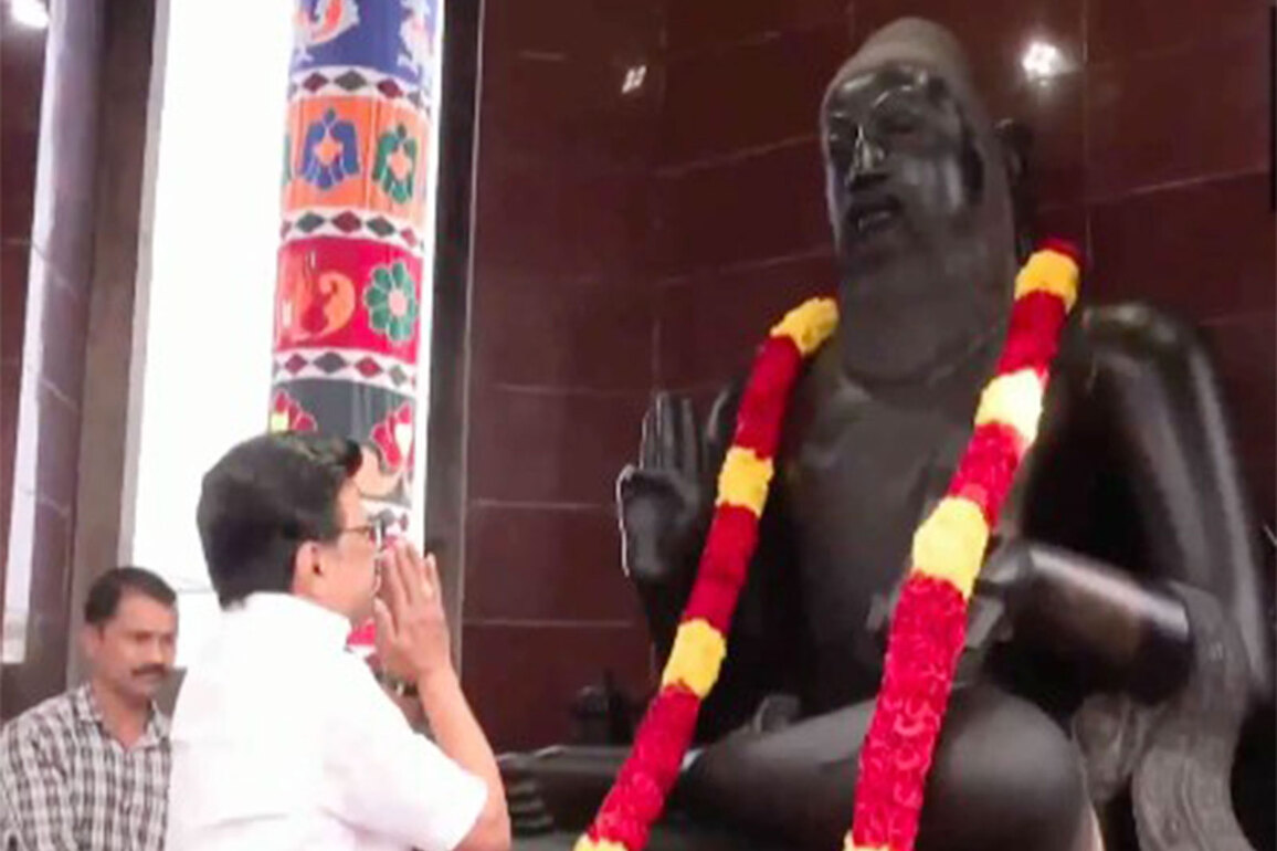 CM MK Stalin offers floral tribute to Tamil poet Thiruvalluvar on Thiruvalluvar Day