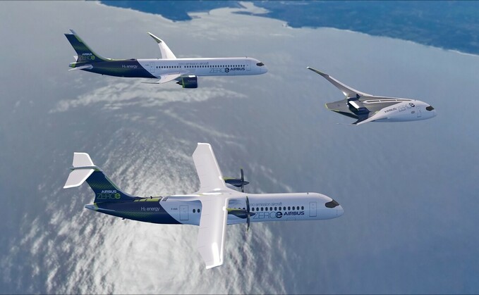 A concept of Airbus' zero emission hydrogen powered planes | Credit: Airbus