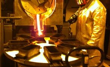 Gold smelting at a Barrick mine.