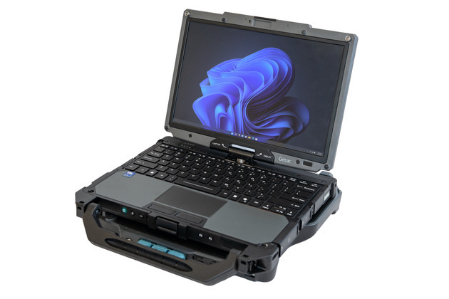 Stealth black docking stations for the Getac F120 and V120 now shipping from Gamber-Johnson