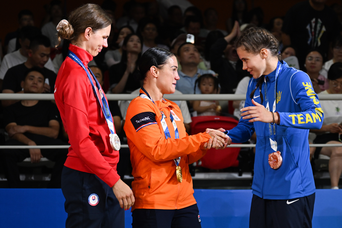 (SP)CHINA-CHENGDU-THE WORLD GAMES 2025-KICKBOXING-WOMEN'S K1 -60KG-VICTORY CEREMONY (CN)