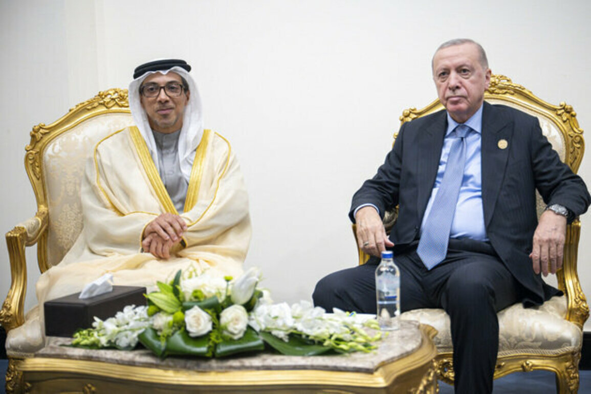 Mansour bin Zayed meets with Turkish President, Iraqi PM on sidelines of 'Sharm El-Sheikh Peace Summit'
