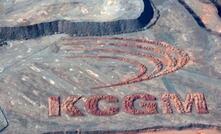 The KCGM logo on the Fimiston waste dumps.