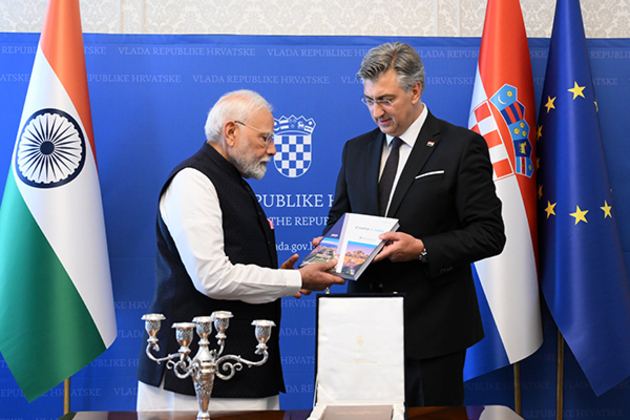PM Modi receives special gift in Zagreb: Vezdin's Sanskrit Grammar, written in Latin in 1790