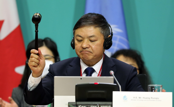 COP 15 President Huang Runqiu on 17 December | Credit: IISD / Mike Muzurakis