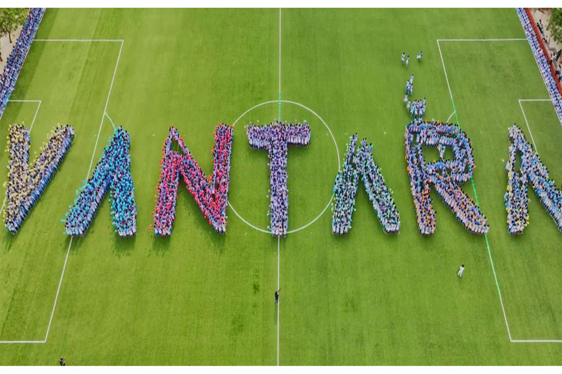 KISS students form 'Vantara logo' to celebrate Anant Ambani's birthday