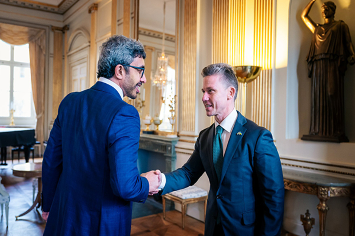 UAE Foreign Minister Abdullah bin Zayed meets Swedish Defence Minister