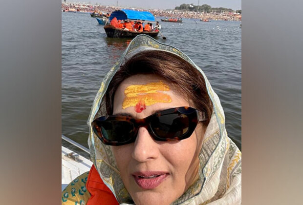 Actress Sonali Bendre takes a holy dip in Triveni Sangam during Maha Kumbh Mela 2025