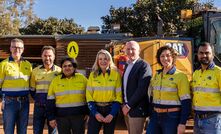  (From L-R) Fortescue CFO Ian Wells, Fortescue senior manager Indigenous Communities and Community Development Heath Nelson, Brindabella Resources co-owner Elsa Derschow, Fortescue CEO Elizabeth Gaines, Minister for Aboriginal Affairs Hon Stephen Dawson MLC, Fortescue board member Jenn Morris and Fortescue GM Chichester Hub Jay Natesan 