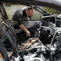 MIDEAST-WEST BANK-HEBRON-DAMAGED CAR