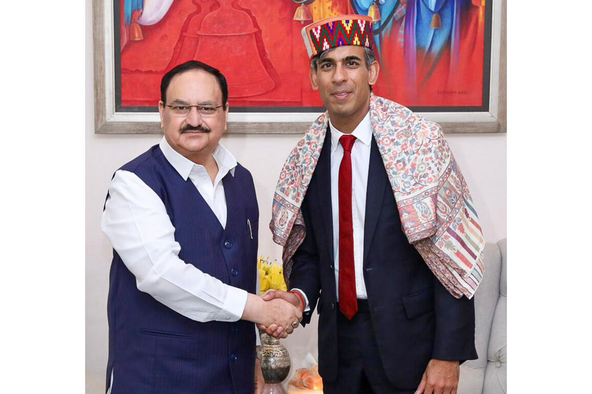 Delhi: JP Nadda meets ex-UK PM Rishi Sunak under 'Know BJP' initiative