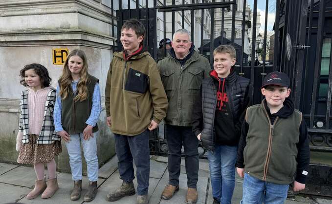 Kent farmer Simon Broad (centre) with his daughter Holly (second from right) and son Bobby (right)