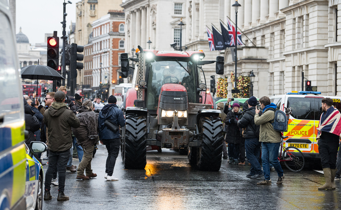 A large tractor demo is taking place in central London to mark the 'death of British farming'