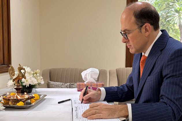 Argentine envoy Mariano Caucino signs Book of Condolence at Nepal Embassy in India following devastating floods
