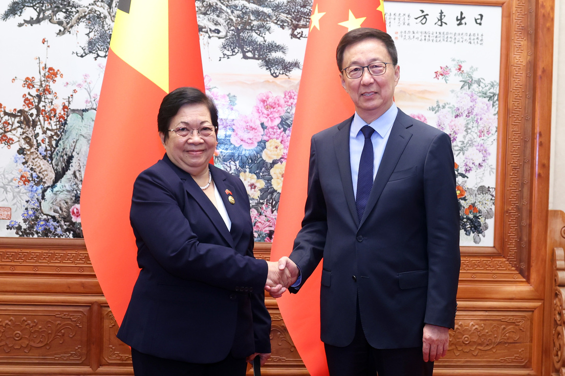 CHINA-BEIJING-HAN ZHENG-PRESIDENT OF NATIONAL PARLIAMENT OF TIMOR-LESTE-MEETING (CN)