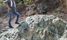 Max Resource advisor Dr Chris Grainger on the Conejo outcrop at Cesar project in Cesar, Colombia