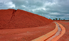 Large pile of bauxite ore in Guinea, Africa.