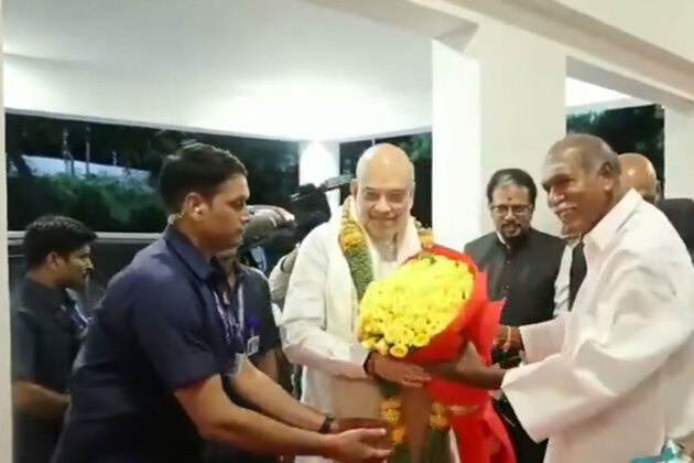 Amit Shah in Puducherry on two-day visit, receives warm welcome from CM Rangasamy