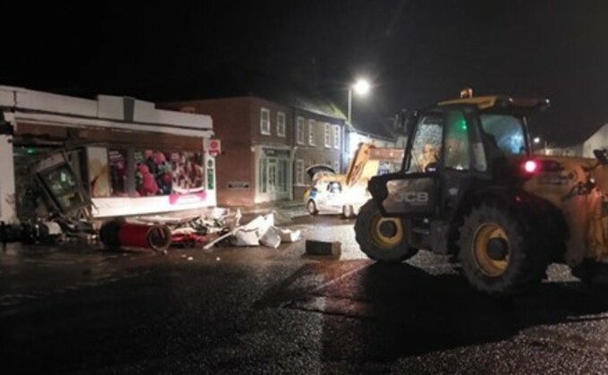 Officers said the suspects had stolen a telehandler from a farm to ram-raid an ATM at a Spar store (Lincolnshire Police)