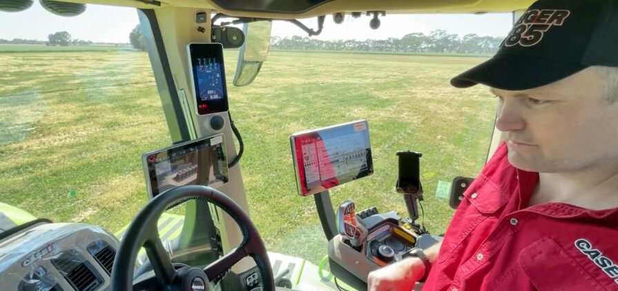 CNH product specialist, Ryan O’Sullivan, shows off the new Steiger 785 Quadtrac. 