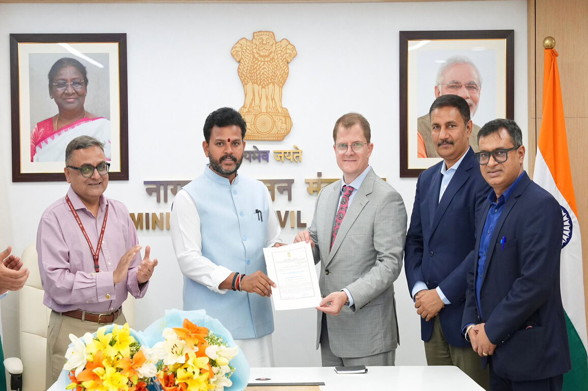 Aviation Minister Rammohan Naidu hands over DGCA aerodrome licence to Noida International Airport