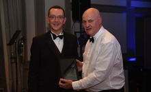  David Airey (right) receiving his Lifetime Achievement Award from Martyn Brocklesby, chair of the British Drilling Association