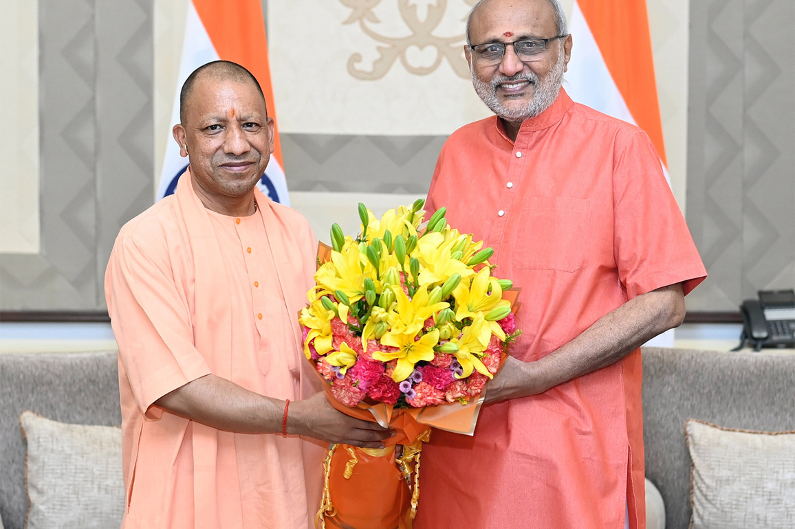 Delhi: UP CM Yogi Adityanath meets VP Radhakrishnan