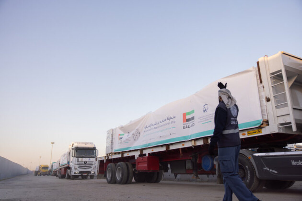 UAE dispatches initial cargo from Mohammed bin Rashid Humanitarian Ship to Gaza as part of Operation Chivalrous Knight 3
