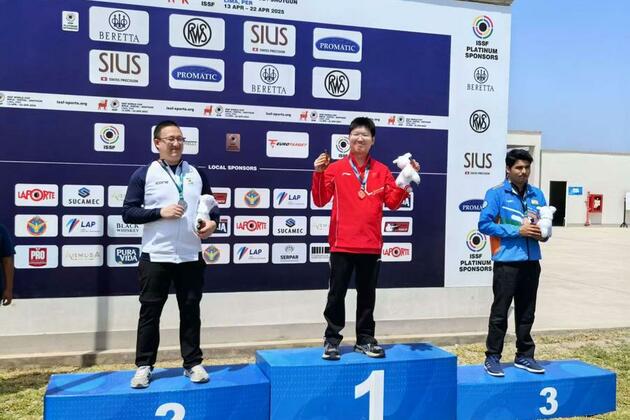 China's Hu Kai claims men's 10m air pistol gold at ISSF World Cup