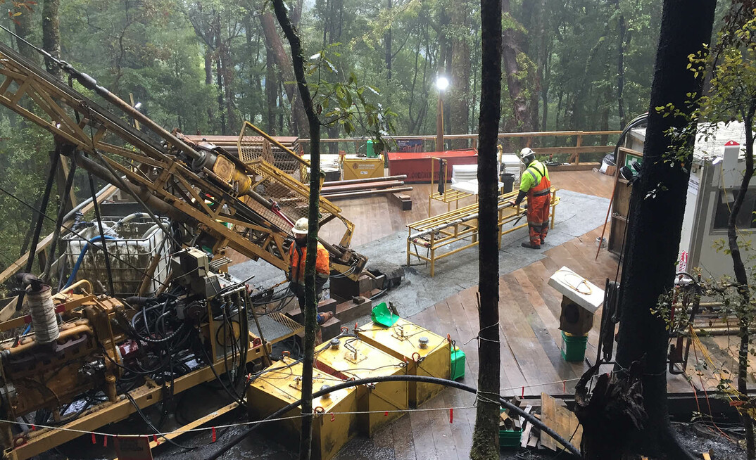 Drilling as part of Rua Gold's 2,500m diamond drill programme focused on the Pactolus vein at the Reefton Goldfield Project in New Zealand